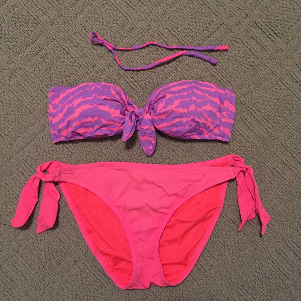 Victoria's Secret pink and purple bandeau bikini
